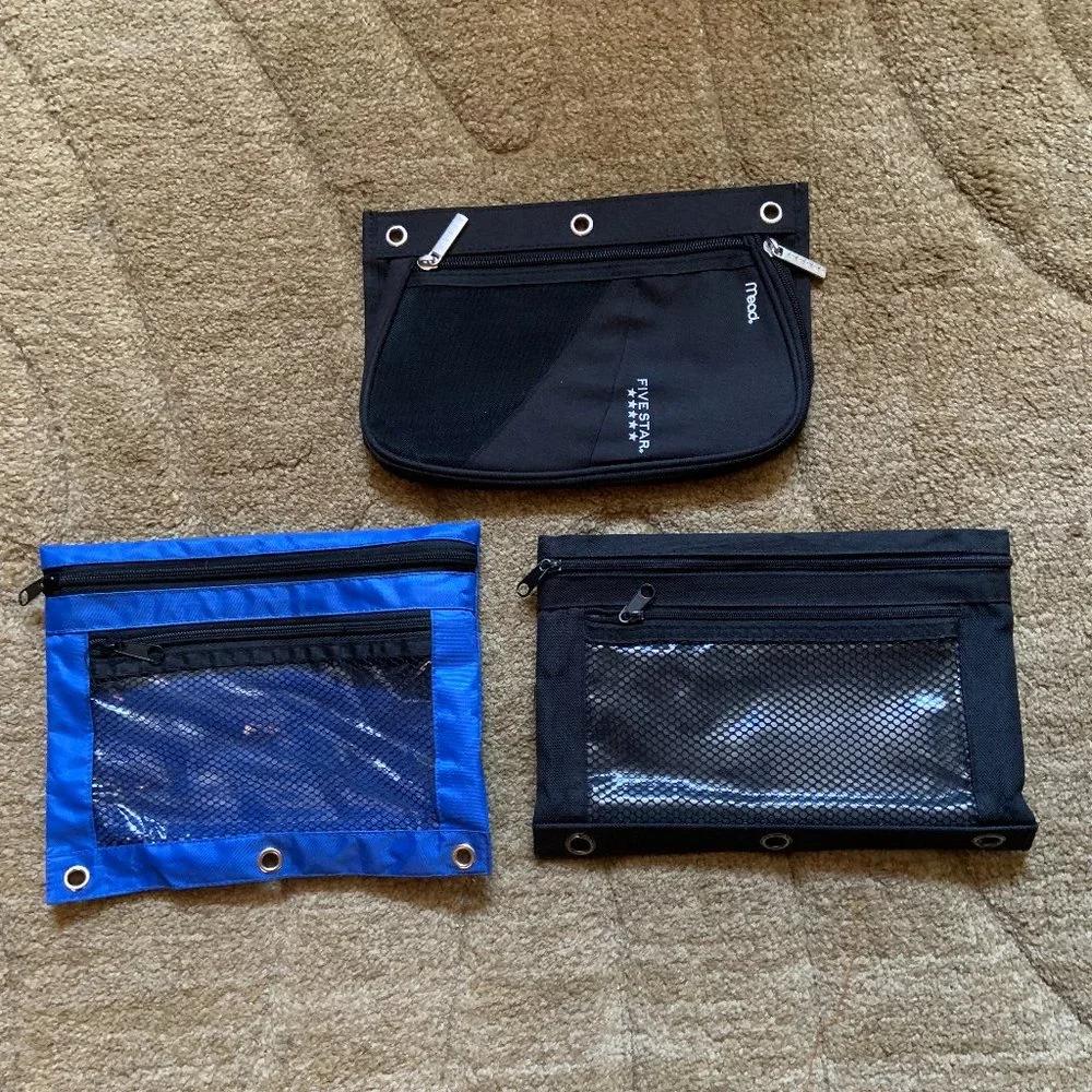Zipper Binder Pencil Pouch - Set of 3